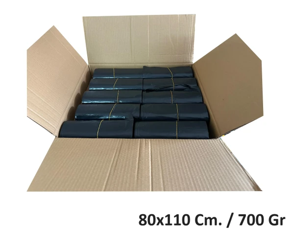 Endüstriyel Jumbo Boy Siyah Çöp Torbası Poşeti - 700 Gr. - 90 Litre - 80 x 110 Cm / 10 Adetlik 10 Rulo - 3