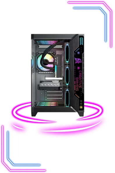 Vural Elektronik RYZEN 5 7500F-RX 6700XT 12 GB-32 GB RAM-1TB M2 SSD-360MM SIVI SOĞUTMA-SİYAH AKVARYUM KASA - 2