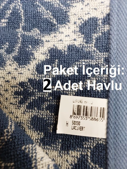 Özdilek 2li Pamuk El-Yüz Havlusu (50x90)-Living Lacivert - 2