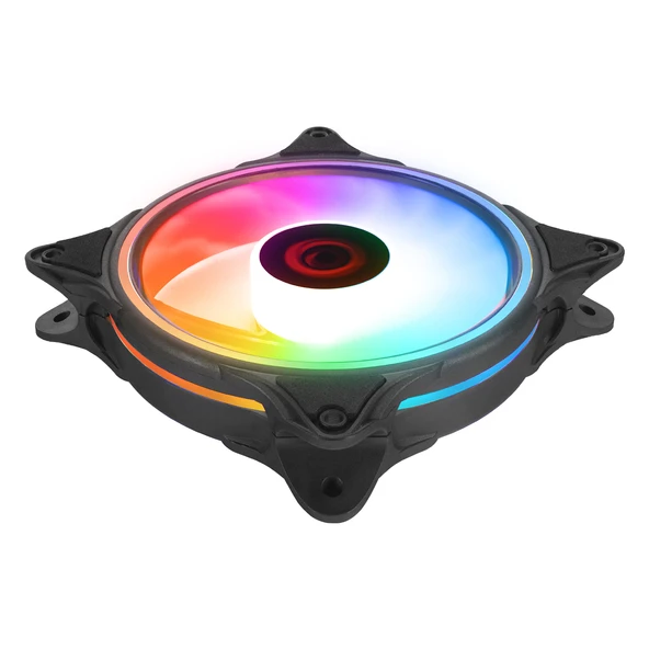 Rampage Fan Kasa Glare F50 38Cfm 1200Rpm 12Cm Raınbow 3P+4P Molex Soketlı Sıyah