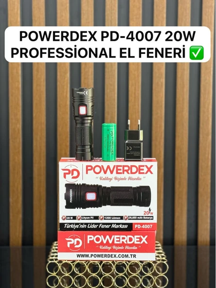 Powerdex Pd-4007 Profesyonel Şarjlı 20w 1200 Lümen El feneri