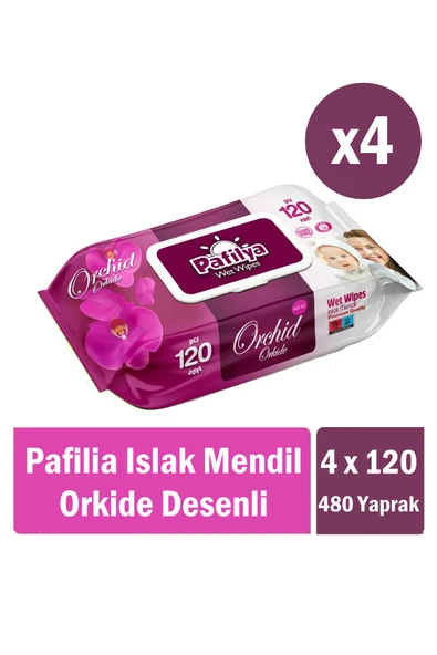 Pafilya Orkide Desenli Islak Havlu Mendil 4x120 (480 Yaprak)