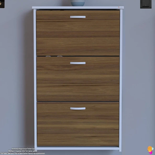 Modilayn WEST Asma Kapı Önü 72x116x26 cm’lik 3 Düşer Kapak 6 Göz Bölmeli Ayakkabılık - 4