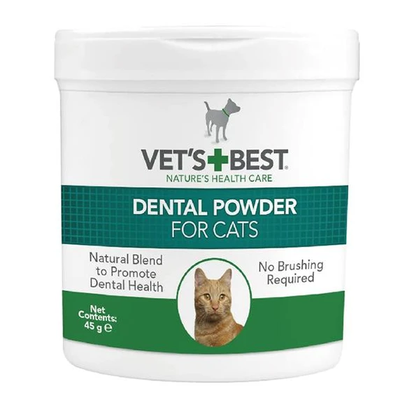 Vets Best Kediler için Deniz ve Spirulina Yosunu Özlü Plak ve Tartar Önleyici Ağız Bakım Tozu 45gr
