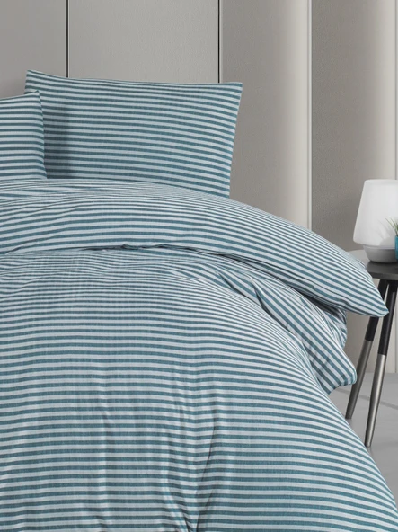 Lastikli Çarşaflı Tek Kişilik Nevresim Takımı Saten Yeşil