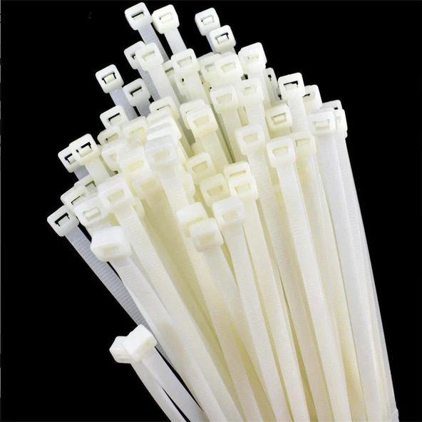 Kablo Bağı- Plastik Kelepçe - 4,8X 200 mm - Cırt Kelepçe Beyaz 100’lü Paket