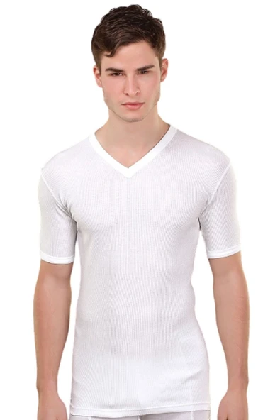 Has Altunkoza Hasaltunkoza 6'lı Beyaz Licralı V Yaka Erkek Fanila 14006
