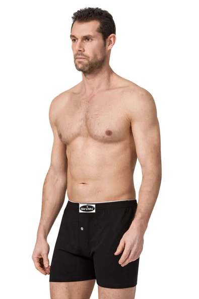 Güryıldız Underwear Güryıldız 3'lü Siyah Havlu Bel Taşma Lastik Erkek Boxer 24509