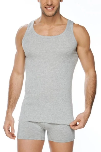 Güryıldız Underwear Güryıldız 12'li Gri Erkek Ribana Atlet 24002 - 3