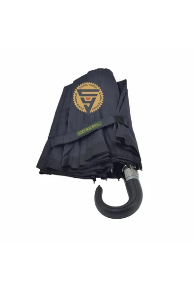 APRİL April A-228g Elite Kısa Deri Baston Sap 10 Telli Şemsiye Siyah Sap - 4