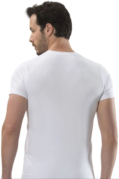 Has Altunkoza 6'lı Beyaz Erkek Elastan Likralı Sıfır Yaka Fanila 14008 - 2