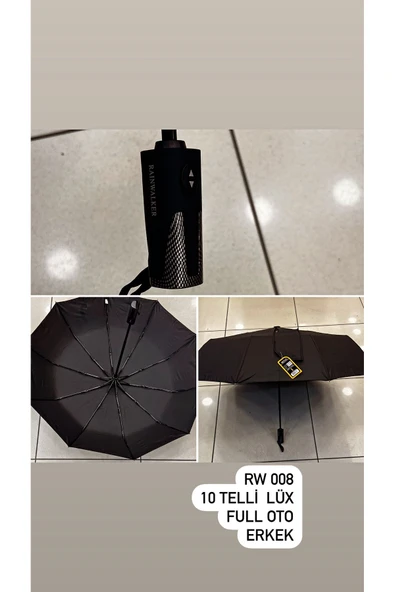 Rainwalker Lüx Kauçuk Saplı Full Otomatik Şemsiye ( 10 Telli )
