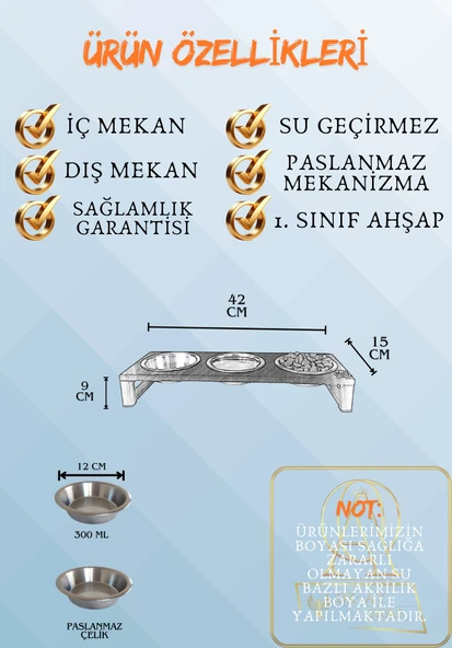 Kedi ve Köpekler İçin Dayanıklı Mama ve Su Standı Sağlıklı ve Şık Tasarım - Resim 4