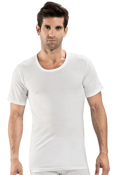 Altunkoza underwear Has Altunkoza 12'li Paket Penye Erkek Bisiklet Yaka Atlet Beyaz 14204