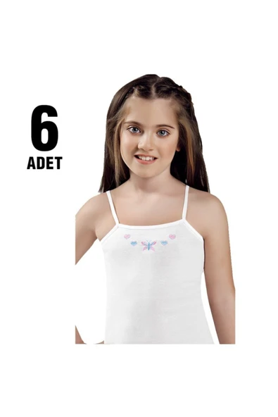 Güryıldız Kız Çocuk Penye Ip Askılı Işlemeli Atlet 6'lı 27207 - 4