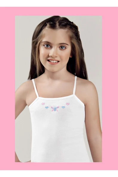 Güryıldız Kız Çocuk Penye Ip Askılı Işlemeli Atlet 6'lı 27207