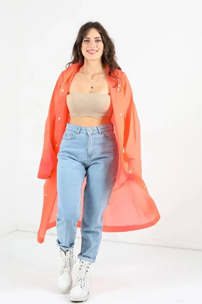 Rainwalker Unisex Kapüşonlu Yağmurluk Rüzgar ve Suya Dayanıklı ( Yarı Şeffaf )