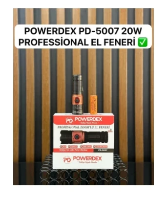 Powerdex PD-5007 Profesyonel Şarjlı 20W 1000 Lümen El Feneri