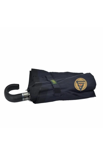 APRİL April A-228g Elite Kısa Deri Baston Sap 10 Telli Şemsiye Siyah Sap