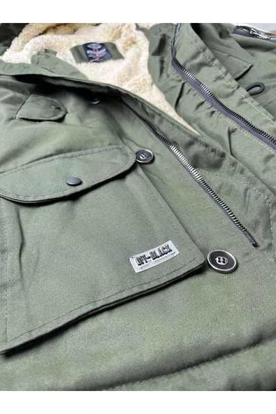 Alaska Slim Fit Su Ve Soğuğa Dayanıklı Kapüşonlu Kısa Parka Kaban--haki-- - 7
