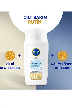 Nivea Sun Hafif Dokulu Yüz Güneş Koruyucu Krem SPF 50 – Yağsız, Mat Görünüm, 40 ml - Resim 2