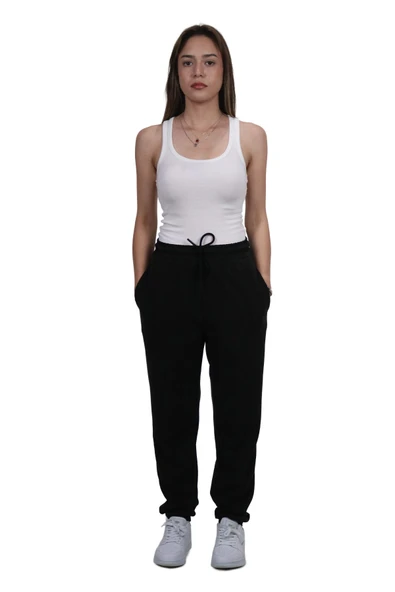 Kadın Modal Kumaş Siyah Jogger Pantolon - 2