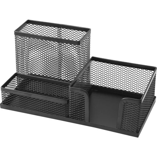 Linea Metal Perfore Masaüstü 3 Gözlü Set Kalemlik Küpnotluk Ataşlık Organizer 9058A