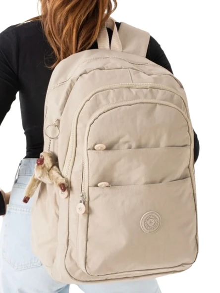 Relaxion Krinkıl Su Geçirmez Astarlı Kumaş Okul Seyahat Sırt Çantası 1625