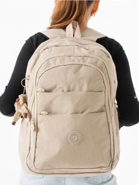 Relaxion Krinkıl Su Geçirmez Astarlı Kumaş Okul Seyahat Sırt Çantası 1625 - 2