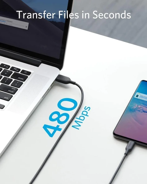Anker PowerLine III USB-C To USB-C 0.9 Metre Data/Şarj Kablosu Siyah 60W Güç Destekli A8852 - 5