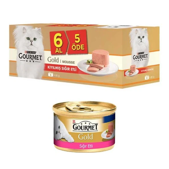 Purina Gourmet Gold 6 Al 5 Öde Kıyılmış Sığır Etli Kedi Konservesi 6x85Gr