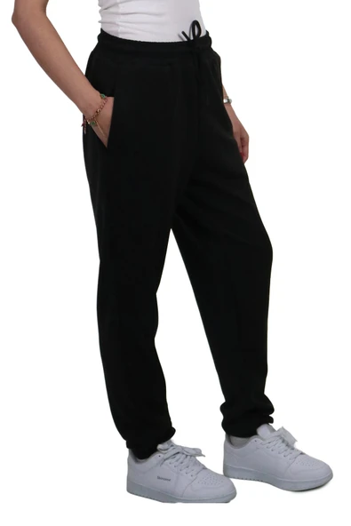 Kadın Modal Kumaş Siyah Jogger Pantolon - 4
