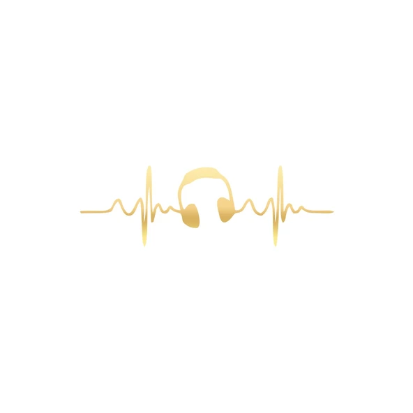 Kalp Atışı Kulaklık Araba Sticker 17x17 Cm Gold