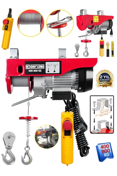 DAFLONG ORIGINAL SERİ BAKIR SARGILI YENİ NESİL MOTOR 400-800 KG KUMANDALI CARASKAL VİNÇ - 2