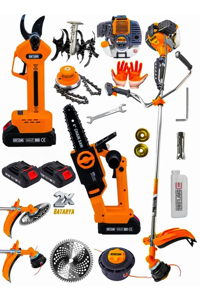 DAFLONG DFL 3'LÜ BAKIR SARGILI BAHÇE SETI ÇAPA APARATI HEDİYELİ YAN TİP OT ÇALI TIRPAN DAL BUDAMA+MAKAS KİTİ - 2