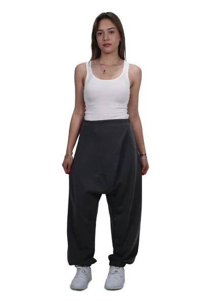 Kadın Modal Kumaş Yumuşak Dokulu Antrasit Şalvar Pantolon - 2