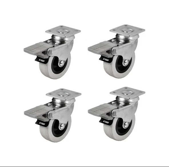 Hts 254 Frenli Döner Tablalı Mobilya Tekerleği 52mm 4'lü Set - 1