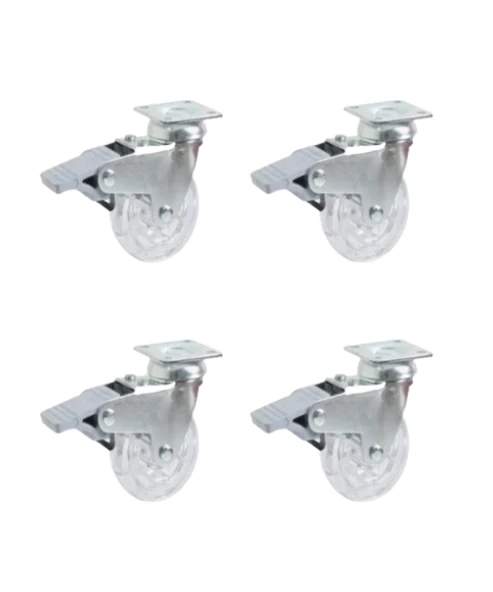 Hts 389 Frenli Şeffaf Makaralı Eko Mobilya Tekerleği 50x20mm 4'lü Set - 1