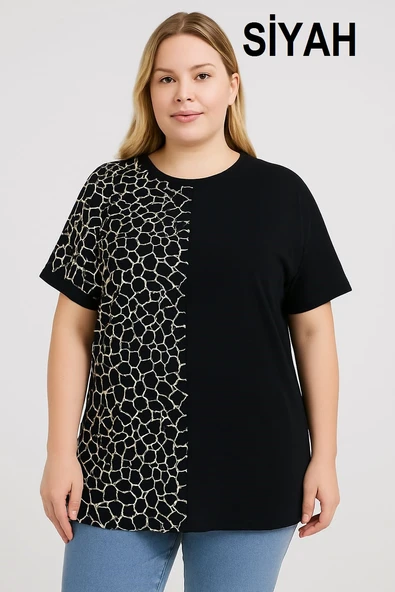 KADIN BÜYÜK BEDEN Özel Desen Viskon Bluz - 5