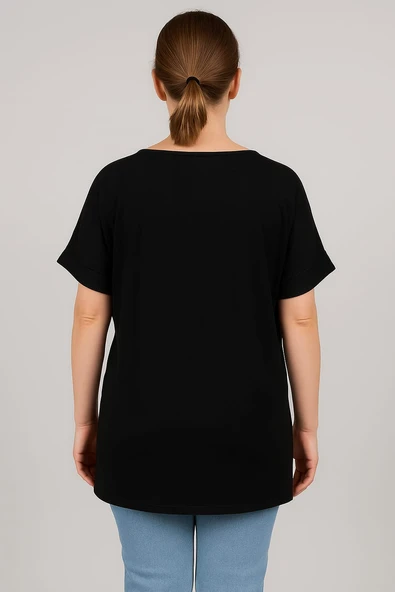 KADIN BÜYÜK BEDEN Özel Desen Viskon Bluz - 11