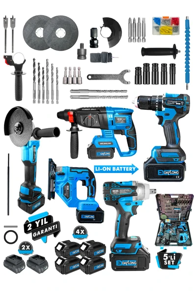 DAFLONG PRO AVANTAJLI KÖMÜRSÜZ BAKIR SARGILI ÇELİK SANZIMAN 5'Lİ SET DEKOPAJLI-MAVİ