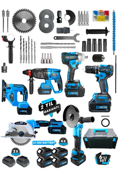 DAFLONG PROFESSİONEL KÖMÜRSÜZ BAKIR SARGI ÇELİK SANZIMAN 6'LI SET SUNTA KESME+DEKOPAJ