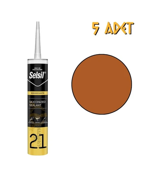 Selsil Silikonize Mastik Bronz 500 Gr. - 5 Adet Bronz Bronz