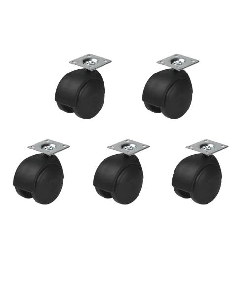 Hts 401 Plastik Tabla Bağlantılı Büyük Mobilya Tekerleği 50mm 5'li Set - 1
