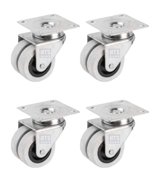 Hts 336 Gri PVC Kaplama Tabla Bağlantılı Mobilya Tekerleği 50mm 4'lü Set - 1