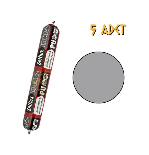 Selsil Poliüretan Gri Sosis Mastik 600 Ml. - 5 Adet ürün görseli