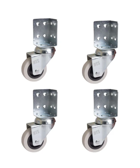 Hts 331 L Çift Bilyalı Köşe Tablalı Mobilya Tekeri 50mm 4'lü Set - 1
