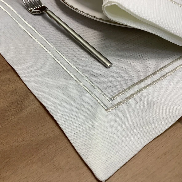 Gümüş Piko Çift Sıra Amerıkan Servis (4) & Peçete (4) Set -8 parça - Resim 3