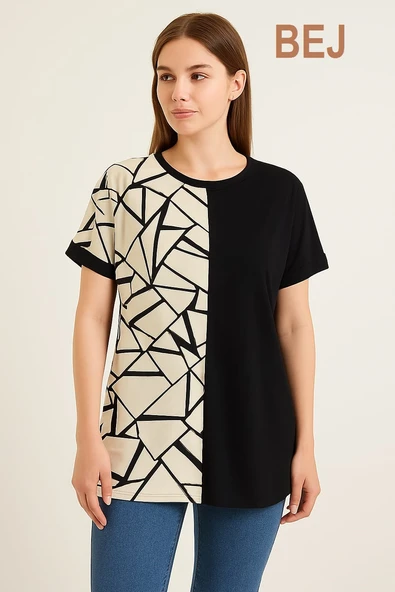 KADIN BÜYÜK BEDEN Özel Desen Viskon Bluz - 6