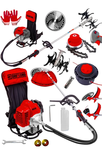 DAFLONG D-POWER SIRT TİPİ ÇAPA APARATI HEDİYELİ BENZİNLİ MOTORLU OT ÇALI TIRPANI ÇİM BİÇME MAKİNASI